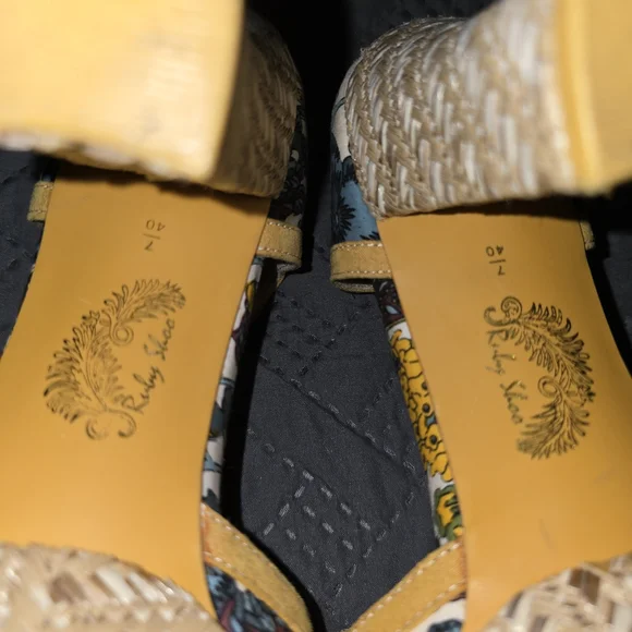 Ruby Shoo Floral Yellow and Blue Women's Shoes - Picture 6 of 7